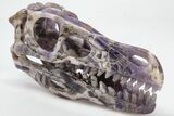 Polished Amethyst Dinosaur Crystal Skull - Ferocious! #199466-1